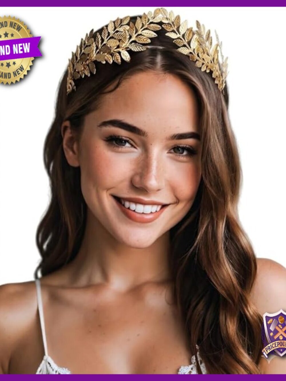 Gold Leaf Goddess Crown Headband for Weddings Prom Festivals